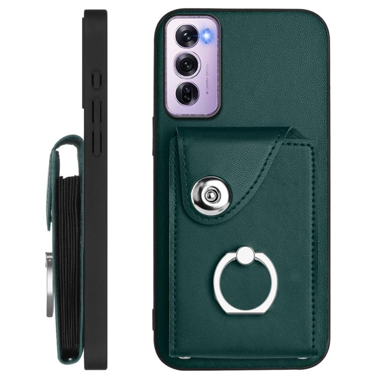 For OPPO Reno12 Pro Global Organ Card Bag Ring Holder Phone Case with Long Lanyard