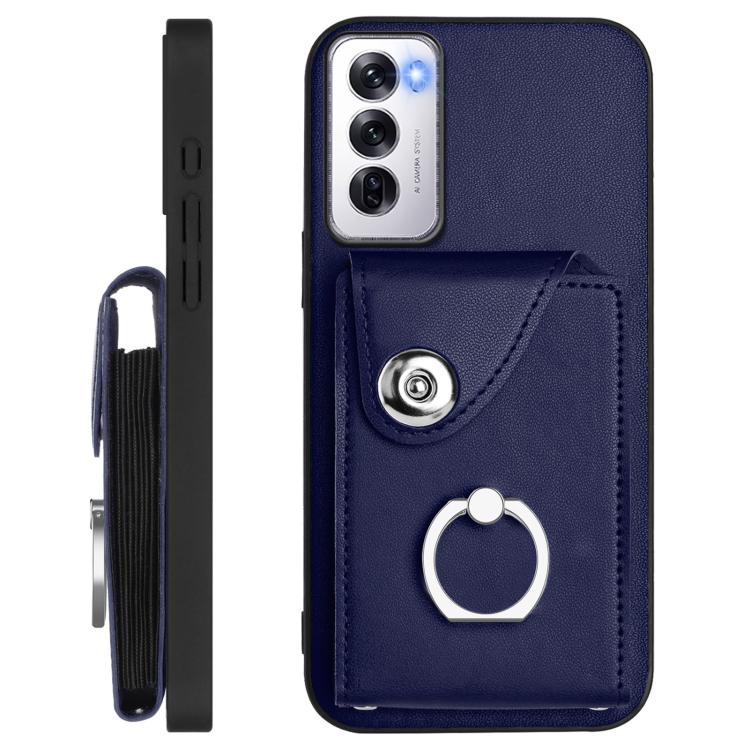 For OPPO Reno12 Global Organ Card Bag Ring Holder Phone Case with Long Lanyard