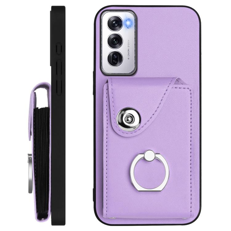 For OPPO Reno12 Global Organ Card Bag Ring Holder Phone Case with Long Lanyard