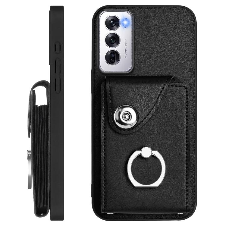 For OPPO Reno12 Global Organ Card Bag Ring Holder Phone Case with Long Lanyard