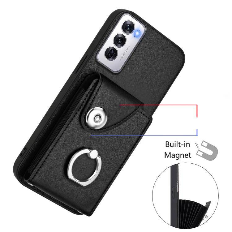 For OPPO Reno12 Global Organ Card Bag Ring Holder Phone Case with Long Lanyard
