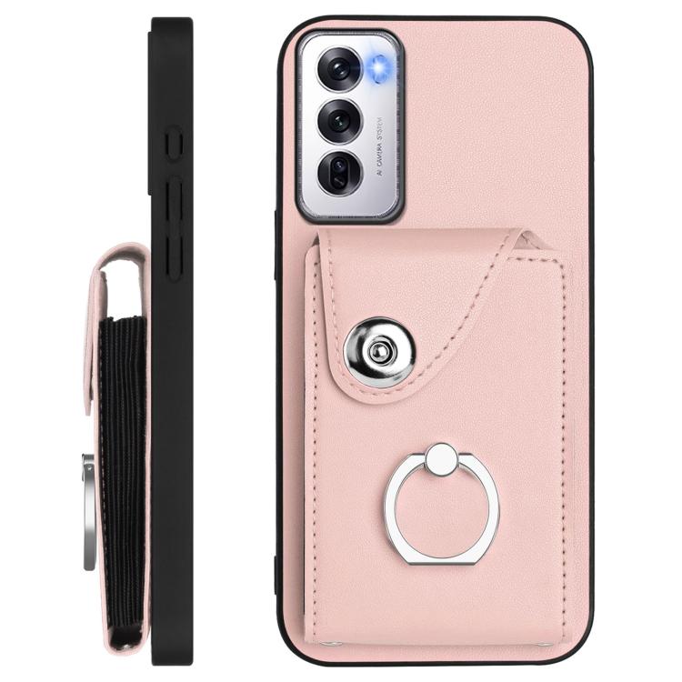 For OPPO Reno12 Global Organ Card Bag Ring Holder Phone Case with Long Lanyard