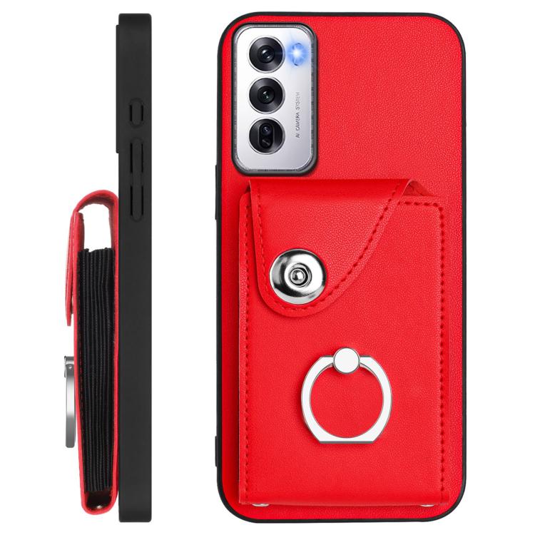 For OPPO Reno12 Global Organ Card Bag Ring Holder Phone Case with Long Lanyard