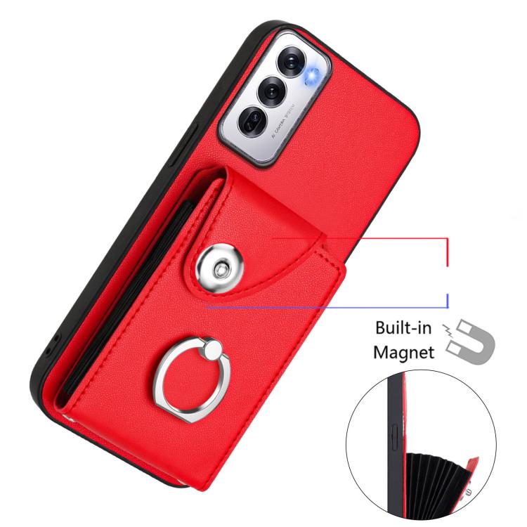 For OPPO Reno12 Global Organ Card Bag Ring Holder Phone Case with Long Lanyard