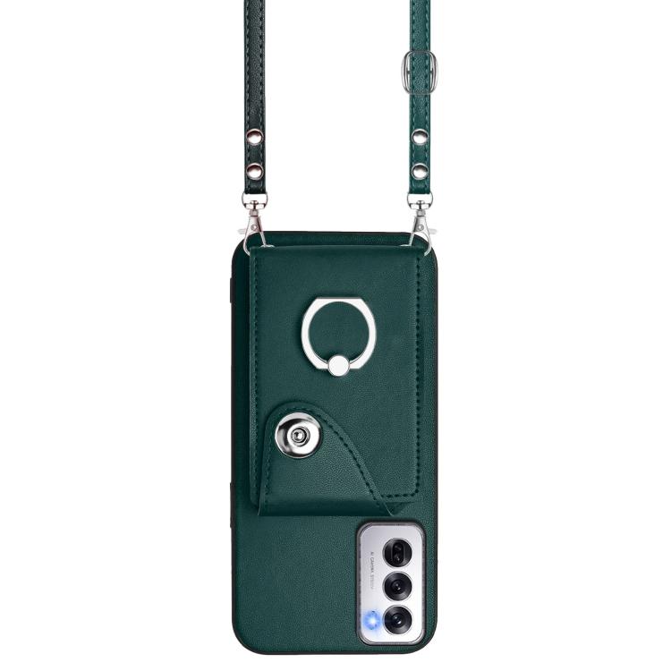 For OPPO Reno12 Global Organ Card Bag Ring Holder Phone Case with Long Lanyard