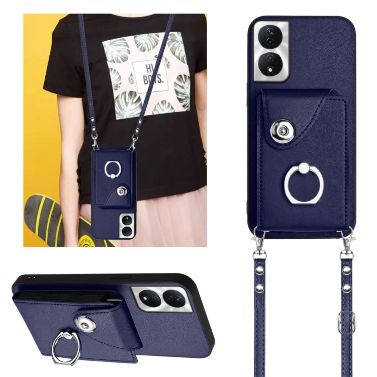 For Honor X7b / Play 8T 5G Organ Card Bag Ring Holder Phone Case with Long Lanyard