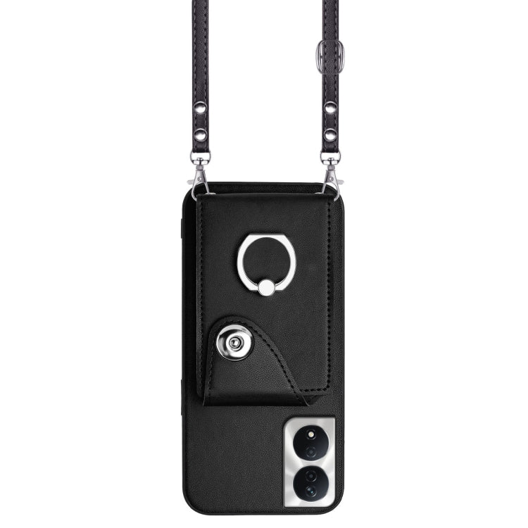For Honor X7b / Play 8T 5G Organ Card Bag Ring Holder Phone Case with Long Lanyard