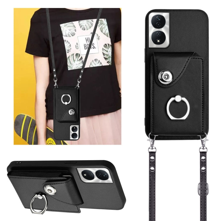 For Honor X7b / Play 8T 5G Organ Card Bag Ring Holder Phone Case with Long Lanyard