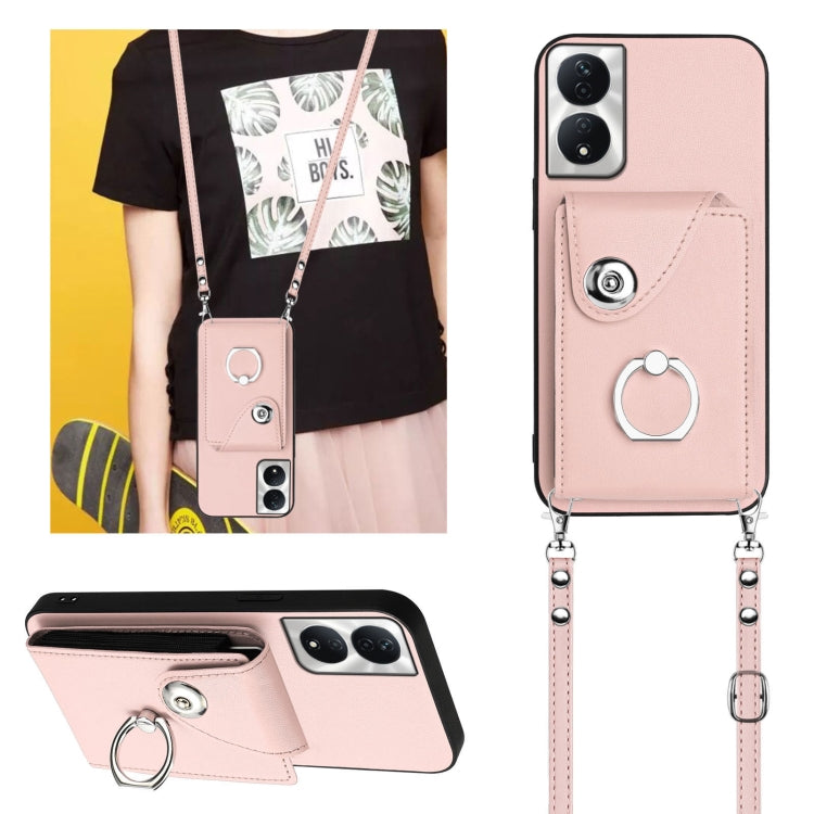 For Honor X7b / Play 8T 5G Organ Card Bag Ring Holder Phone Case with Long Lanyard