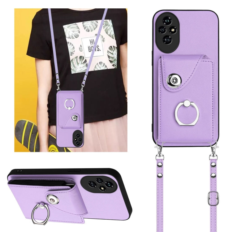 For Honor 200 Pro 5G Organ Card Bag Ring Holder Phone Case with Long Lanyard