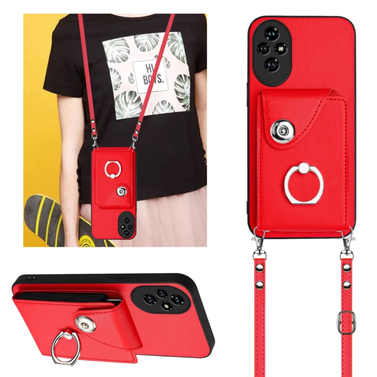 For Honor 200 Pro 5G Organ Card Bag Ring Holder Phone Case with Long Lanyard