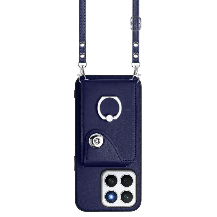 For Honor X8c 4G Organ Card Bag Ring Holder Phone Case with Long Lanyard
