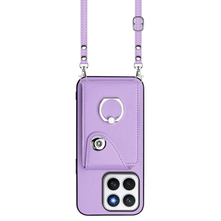 For Honor X8c 4G Organ Card Bag Ring Holder Phone Case with Long Lanyard