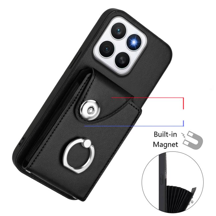 For Honor X8c 4G Organ Card Bag Ring Holder Phone Case with Long Lanyard