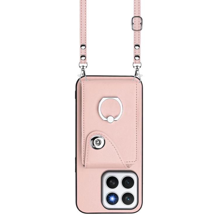 For Honor X8c 4G Organ Card Bag Ring Holder Phone Case with Long Lanyard