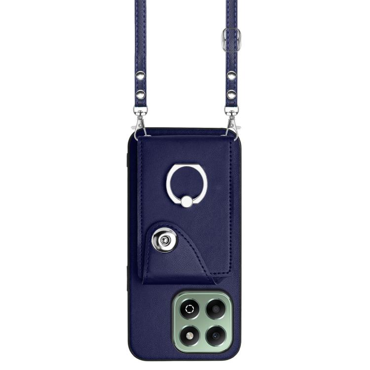 For Honor X6b 4G Organ Card Bag Ring Holder Phone Case with Long Lanyard