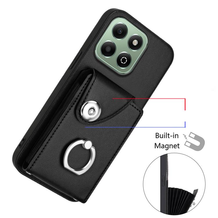 For Honor X6b 4G Organ Card Bag Ring Holder Phone Case with Long Lanyard