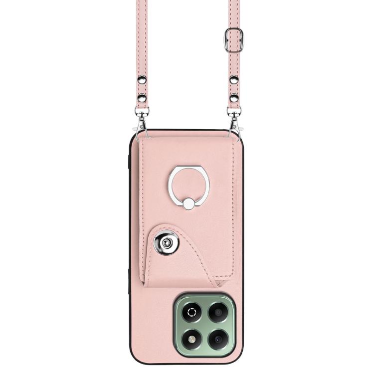 For Honor X6b 4G Organ Card Bag Ring Holder Phone Case with Long Lanyard