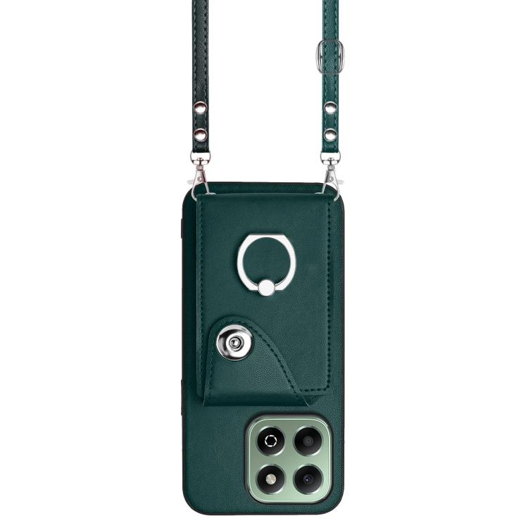For Honor X6b 4G Organ Card Bag Ring Holder Phone Case with Long Lanyard