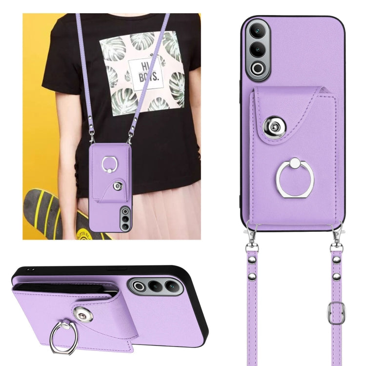 For OnePlus Nord CE4 Organ Card Bag Ring Holder Phone Case with Long Lanyard