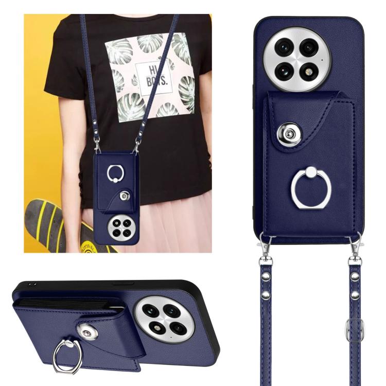 For OnePlus 13 5G Organ Card Bag Ring Holder Phone Case with Long Lanyard