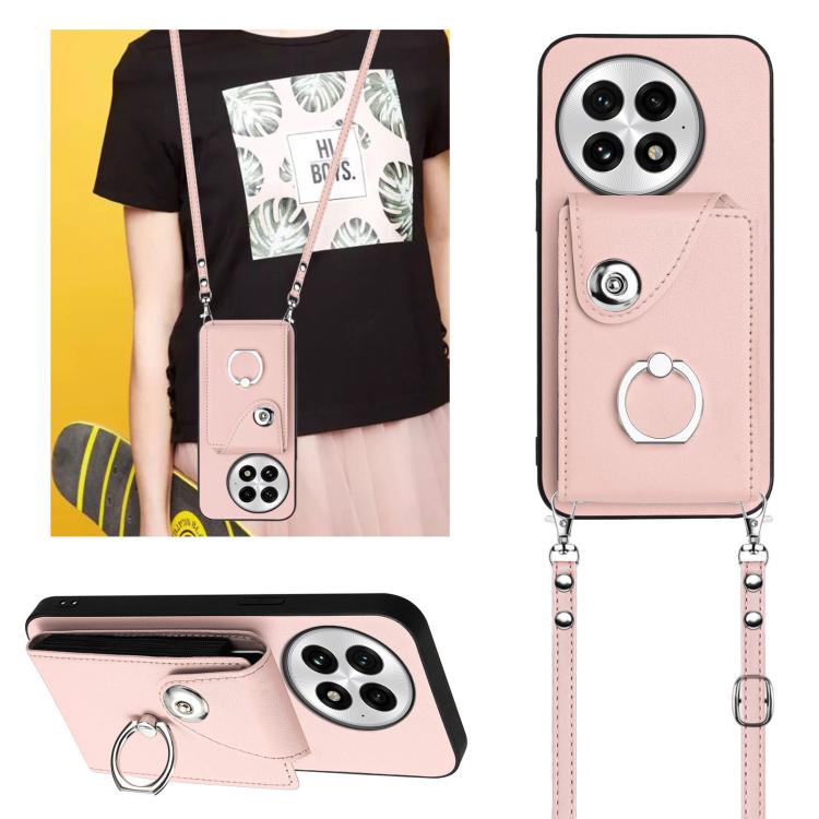 For OnePlus 13 5G Organ Card Bag Ring Holder Phone Case with Long Lanyard