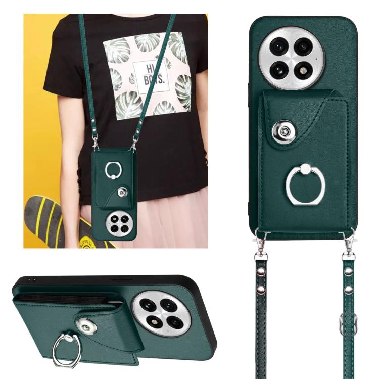 For OnePlus 13 5G Organ Card Bag Ring Holder Phone Case with Long Lanyard