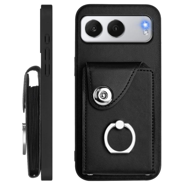 For OnePlus Nord 4 Organ Card Bag Ring Holder Phone Case with Long Lanyard