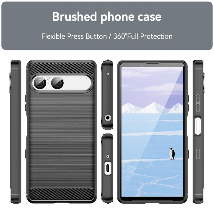 For Sony Xperia 10 VII Carbon Fiber Brushed Texture TPU Phone Case