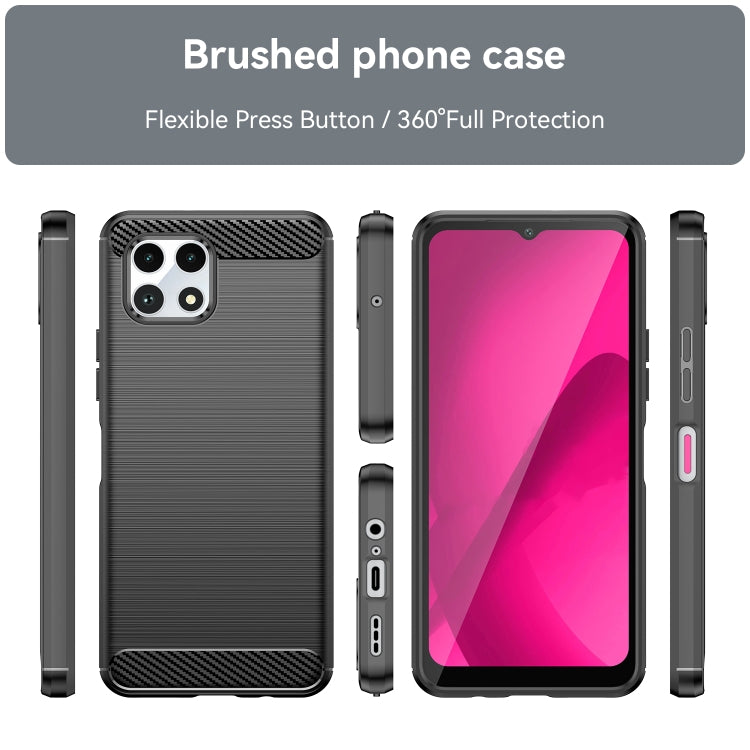 For T-Mobile REVVL 7 5G Carbon Fiber Brushed Texture TPU Phone Case