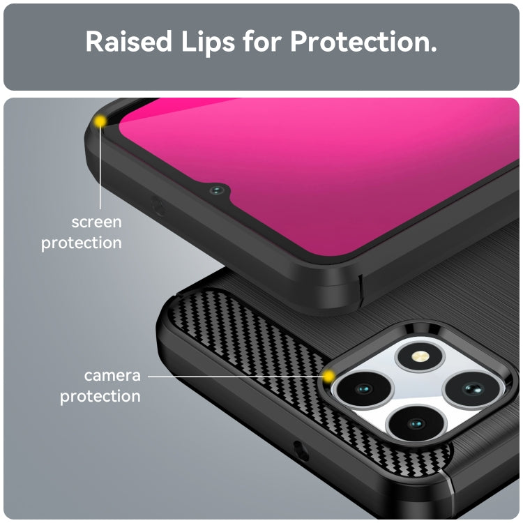 For T-Mobile REVVL 7 5G Carbon Fiber Brushed Texture TPU Phone Case