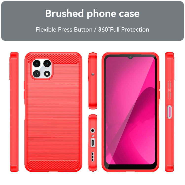 For T-Mobile REVVL 7 5G Carbon Fiber Brushed Texture TPU Phone Case