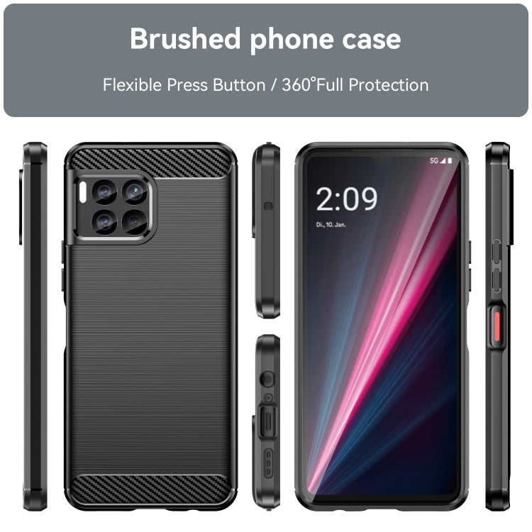 For T-Mobile REVVL 7 Pro 5G Carbon Fiber Brushed Texture TPU Phone Case