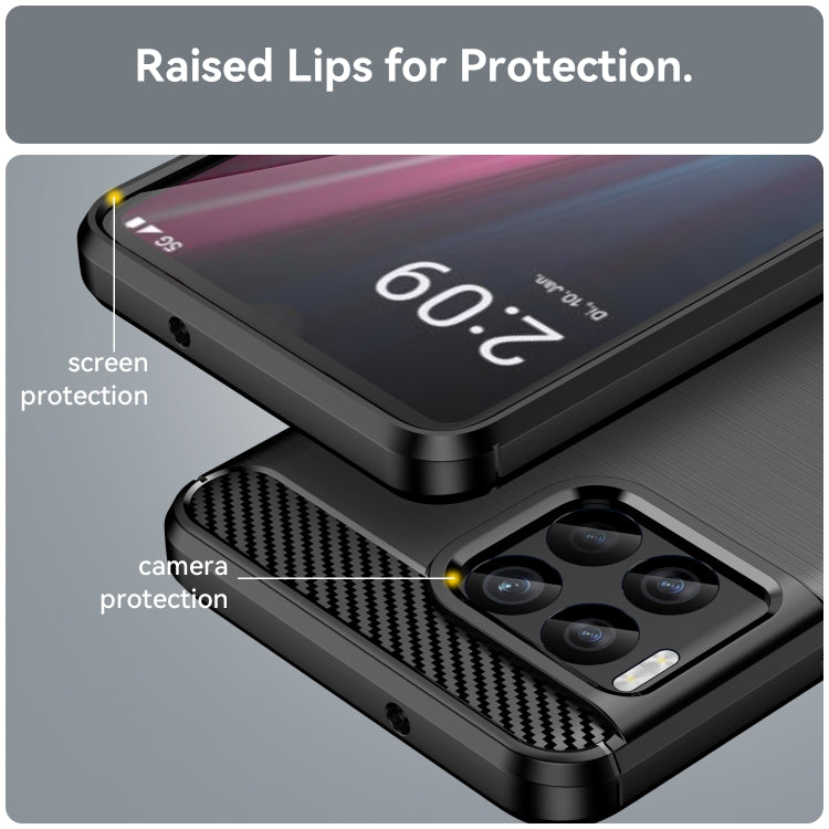 For T-Mobile REVVL 7 Pro 5G Carbon Fiber Brushed Texture TPU Phone Case