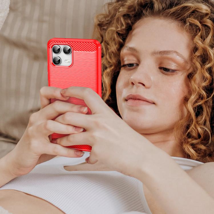 For T-Mobile Revvl 8 Pro 5G Carbon Fiber Brushed Texture TPU Phone Case