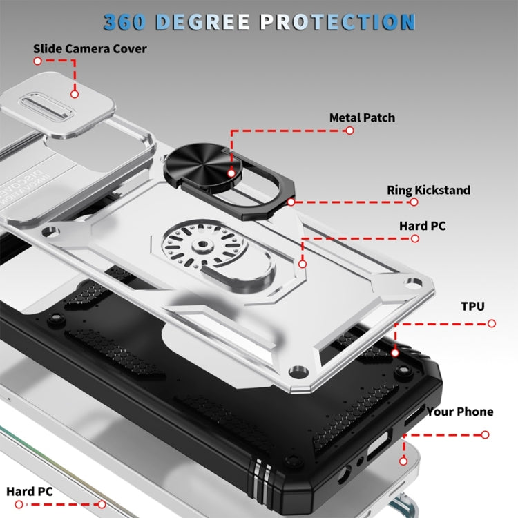 For Samsung Galaxy A06 4G Sliding Camshield TPU + PC Phone Case with Holder