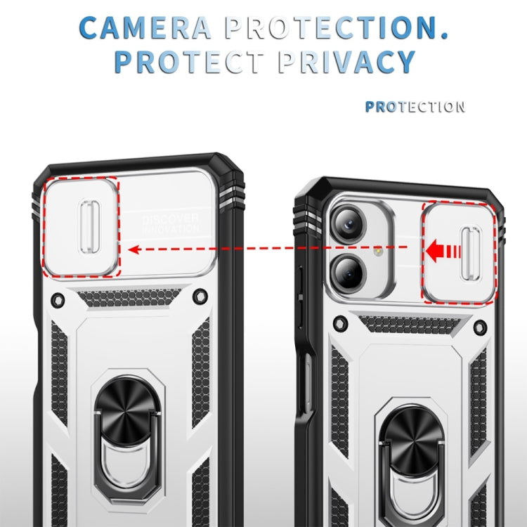 For Samsung Galaxy A06 4G Sliding Camshield TPU + PC Phone Case with Holder