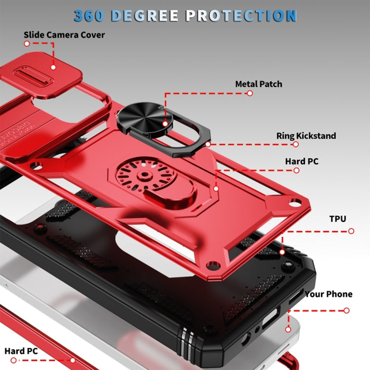 For Samsung Galaxy A06 4G Sliding Camshield TPU + PC Phone Case with Holder