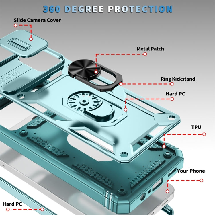 For Samsung Galaxy A06 4G Sliding Camshield TPU + PC Phone Case with Holder