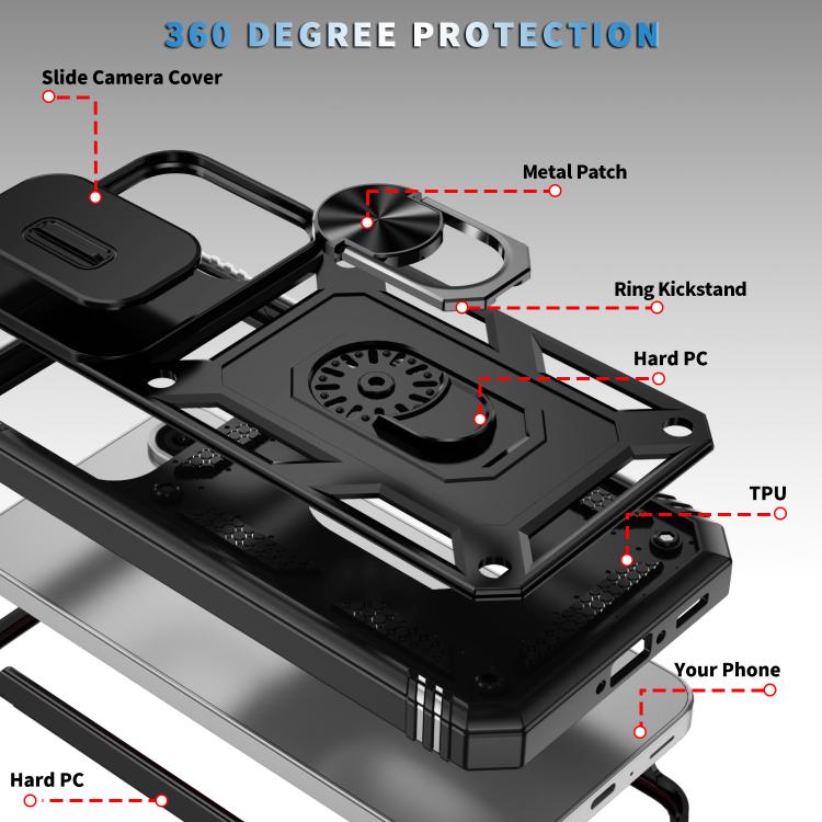 For Samsung Galaxy A36 5G / A37 5G Sliding Camshield TPU + PC Phone Case with Holder
