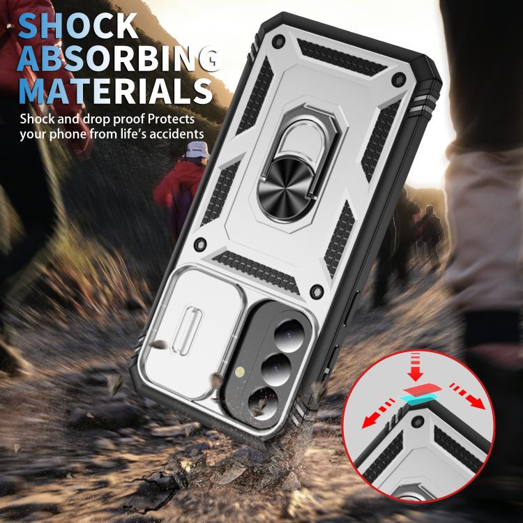 For Galaxy A57 5G Sliding Camshield TPU + PC Phone Case with Holder