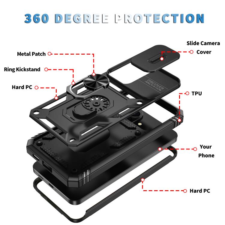 For Galaxy A57 5G Sliding Camshield TPU + PC Phone Case with Holder