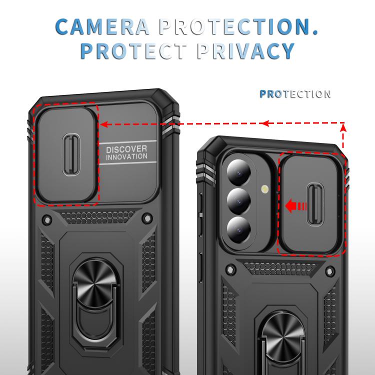 For Galaxy A57 5G Sliding Camshield TPU + PC Phone Case with Holder