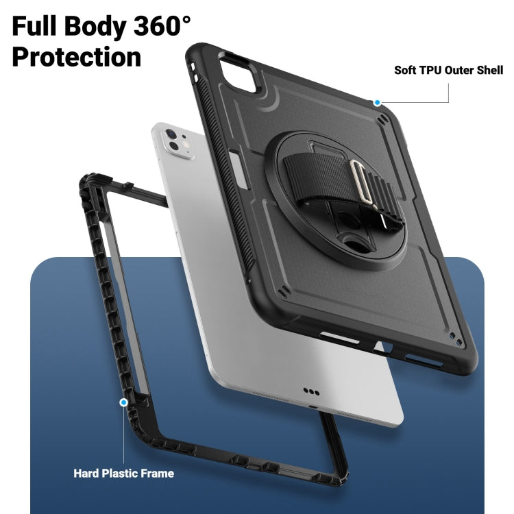 For iPad Pro 11 2025 / 2024 Honeycomb Hand Grip Turntable Stand Tablet Case