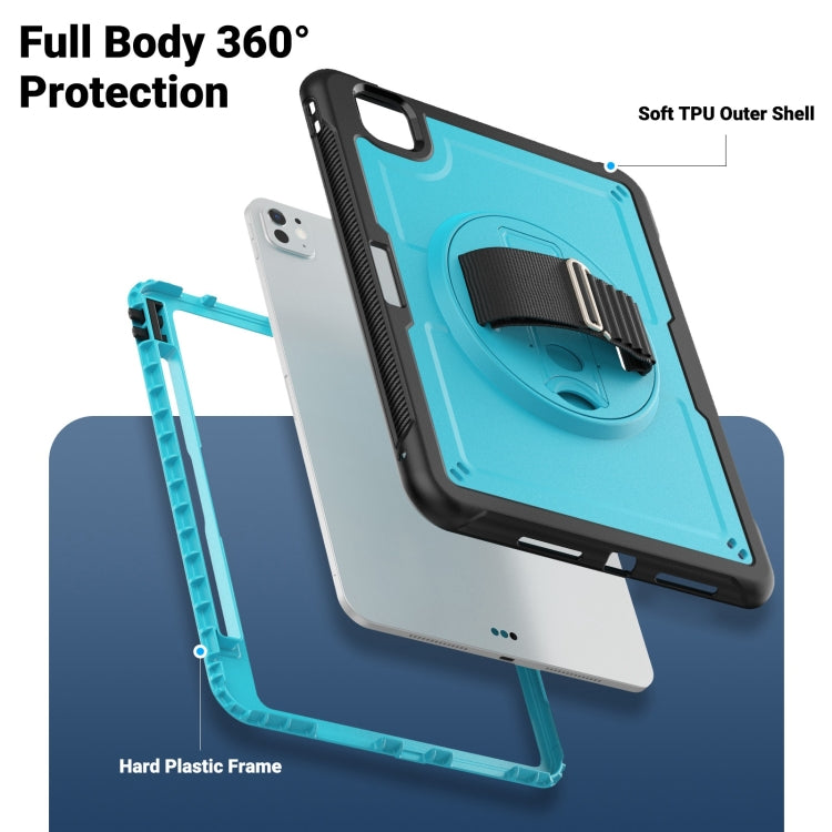 For iPad Pro 11 2025 / 2024 Honeycomb Hand Grip Turntable Stand Tablet Case