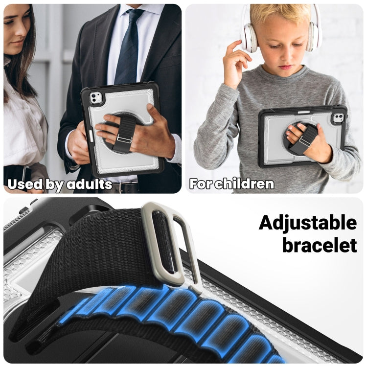 For iPad Pro 11 2025 / 2024 Honeycomb Hand Grip Turntable Stand Tablet Case