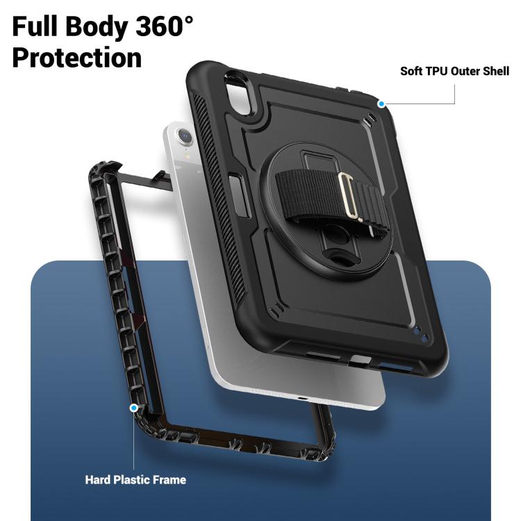 For iPad mini 2024 / mini 6 Honeycomb Hand Grip Turntable Stand Tablet Case