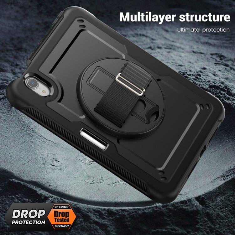 For iPad mini 2024 / mini 6 Honeycomb Hand Grip Turntable Stand Tablet Case