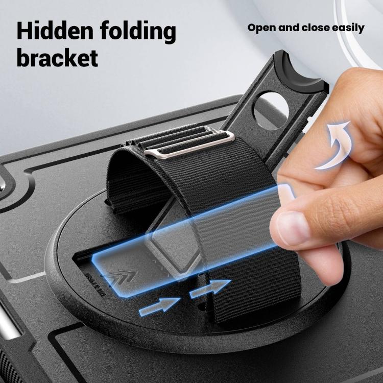 For iPad mini 2024 / mini 6 Honeycomb Hand Grip Turntable Stand Tablet Case