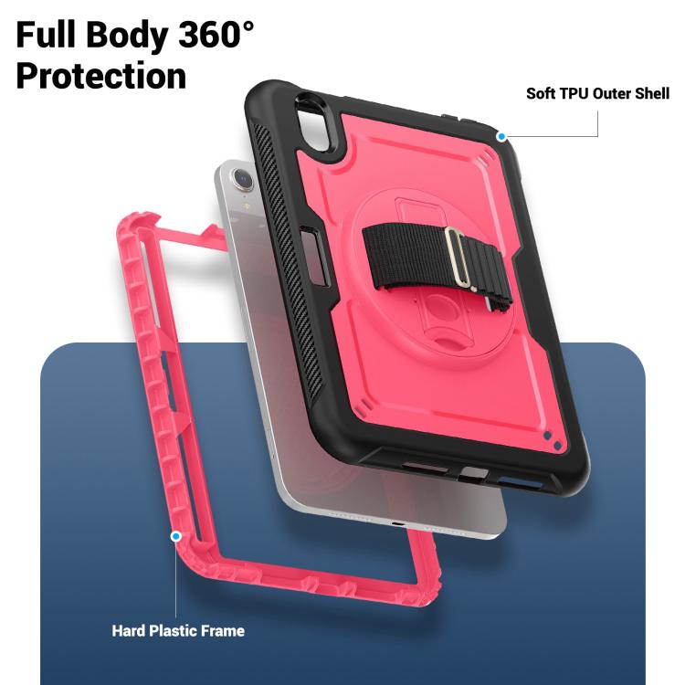 For iPad mini 2024 / mini 6 Honeycomb Hand Grip Turntable Stand Tablet Case